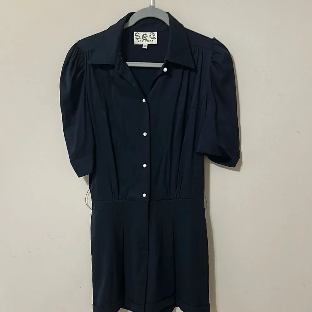 Sea New York Navy Ball Button Women's Silk Romper